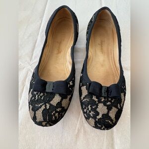 Ferragamo lace bow ballet flats